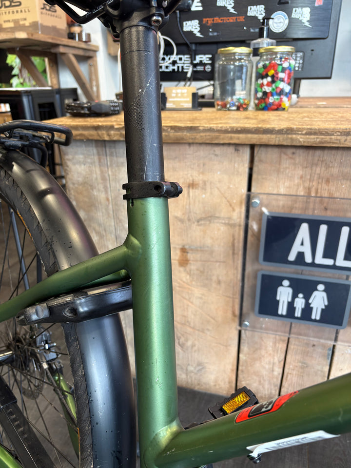 Green bike seat tube